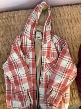 Pink Plaid Hooded Puffer Jacket for Kids
